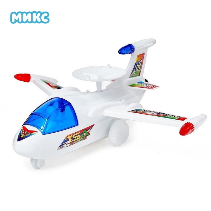 Игрушка заводная на верёвочке «Самолёт», световые эффекты, МИКС Игрушка заводная на верёвочке «Самолёт», световые эффекты, МИКС