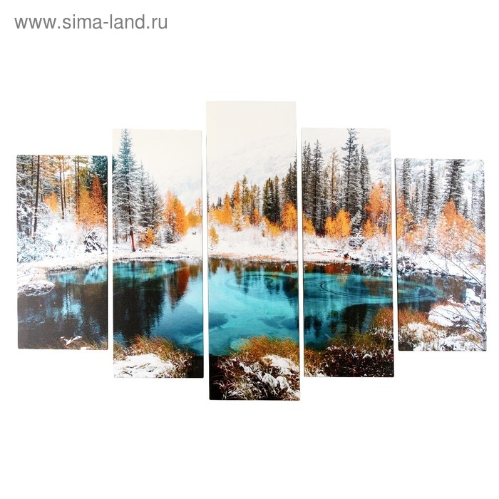 Модульная картина  Модульная картина "Лазурь зимнего озера" (2-25х50, 2-25х67, 25х80 см) 80х140 см