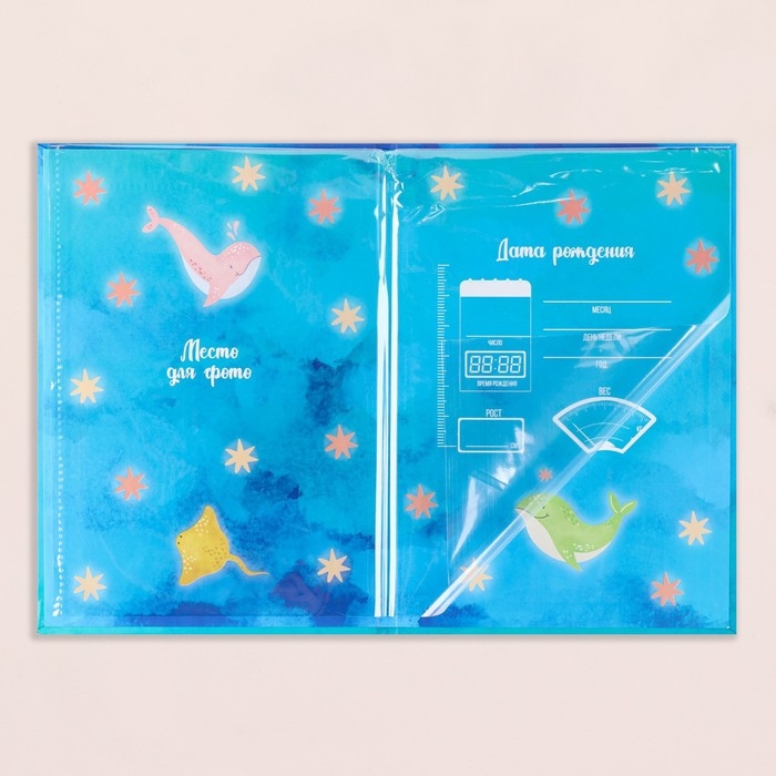 Свидетельство о рождении Свидетельство о рождении "Дельфины" тиснение, А5