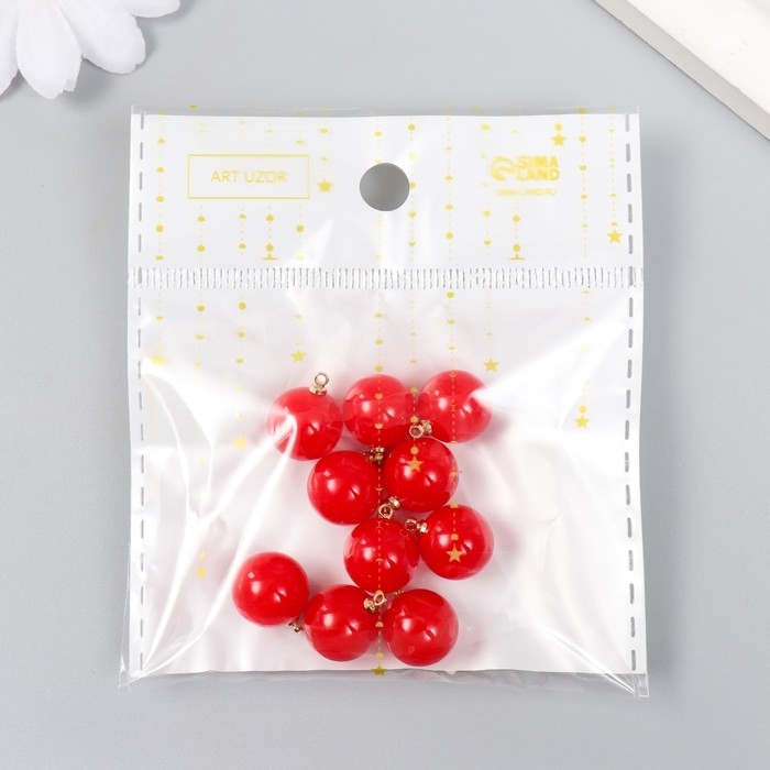 Декор для творчества пластик Декор для творчества пластик "Красный шарик с петелькой" набор 10 шт 1,2х1,2х1,4 см