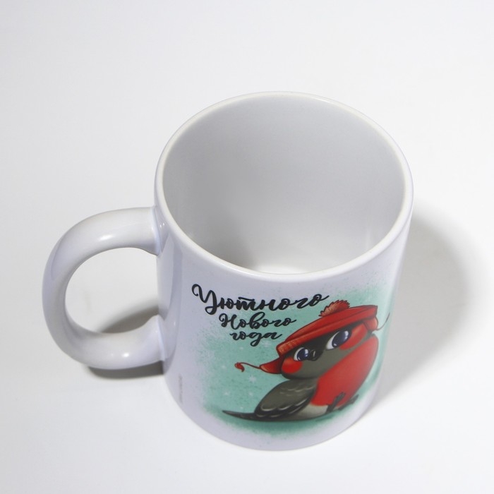 Кружка новогодняя керамическая «Снегирь», 320 мл, цвет белый