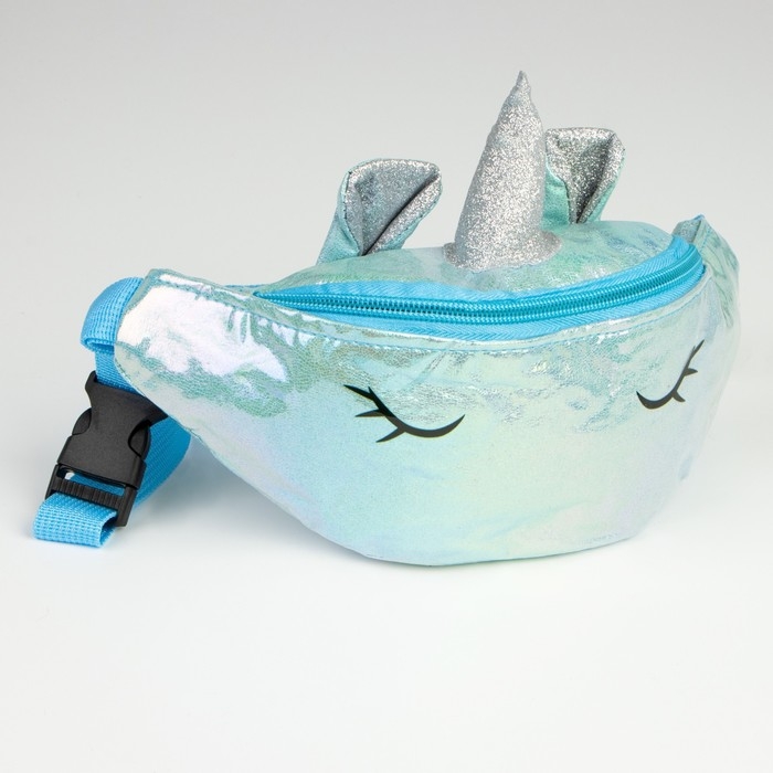 Сумка детская поясная Magiс unicorn на молнии, цвет голубой Сумка детская поясная Magiс unicorn на молнии, цвет голубой