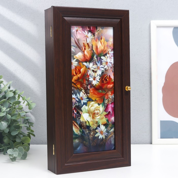 Ключница Ключница "Цветочная композиция" венге 16х31 см МИКС