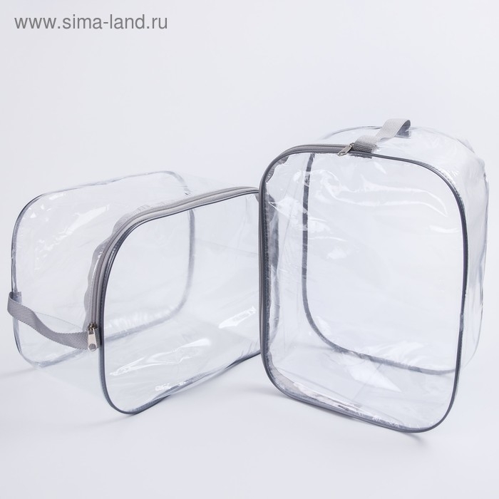 Набор сумок в роддом, 3 шт., цвет прозрачный/серый Набор сумок в роддом, 3 шт., цвет прозрачный/серый