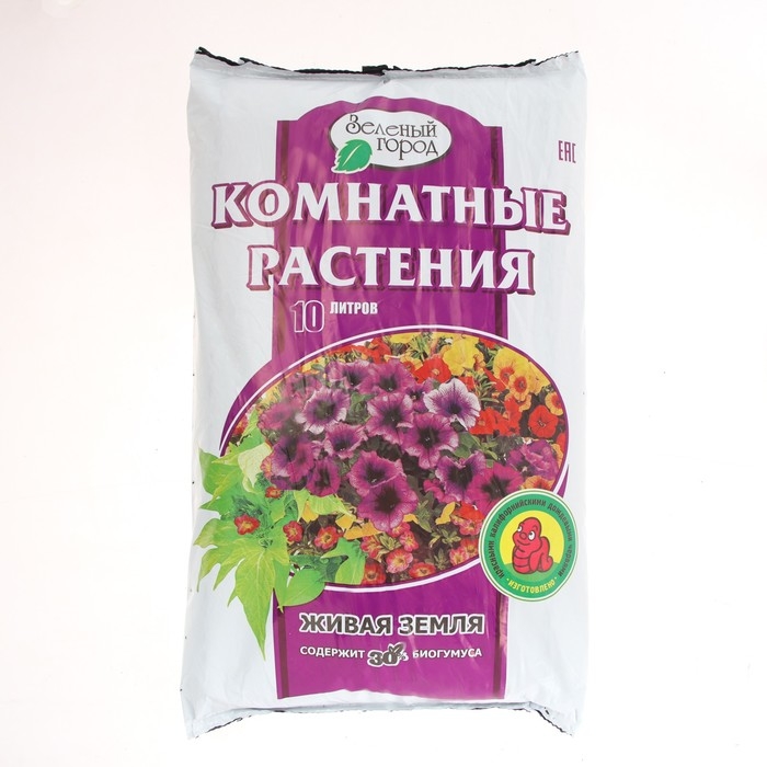 Почвогрунт на основе биогумуса  Почвогрунт на основе биогумуса "Зеленый город", для комнатных растений, 10 л