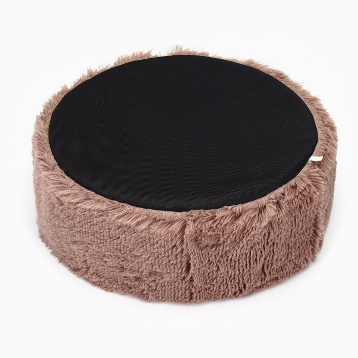 Лежанка для животных,  с подушкой,  мех, сатин, периотек,  40 х 40 х 16 см, коричневая Лежанка для животных,  с подушкой,  мех, сатин, периотек,  40 х 40 х 16 см, коричневая