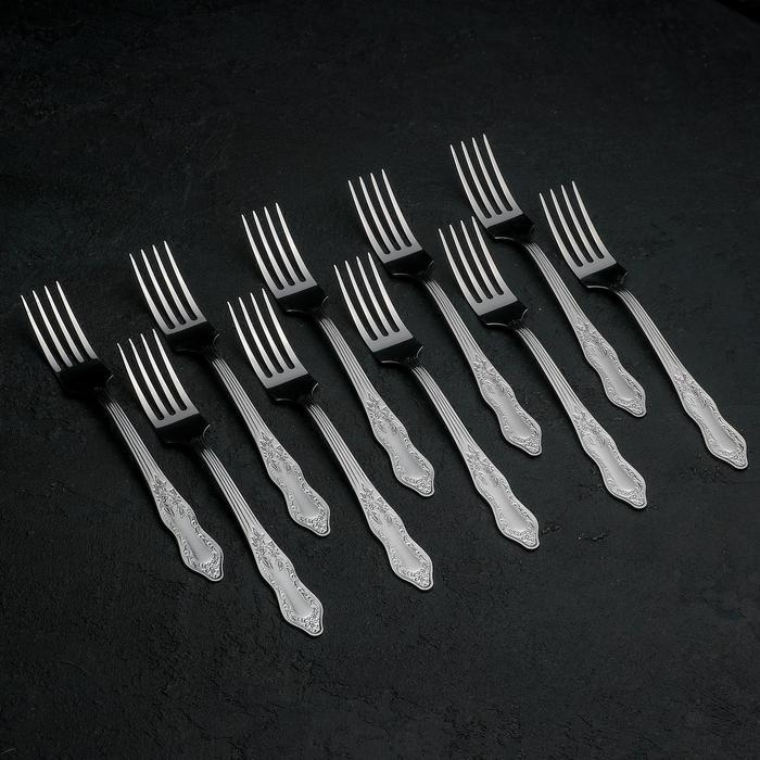 Вилка столовая &laquo;Славяна&raquo;, h=19 см, толщина 1,2 мм, цвет серебряный