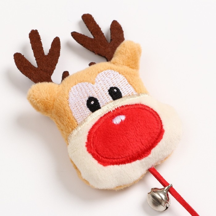 Игрушка-дразнилка для кошек с бубенчиком  Игрушка-дразнилка для кошек с бубенчиком "Олень-красный нос"