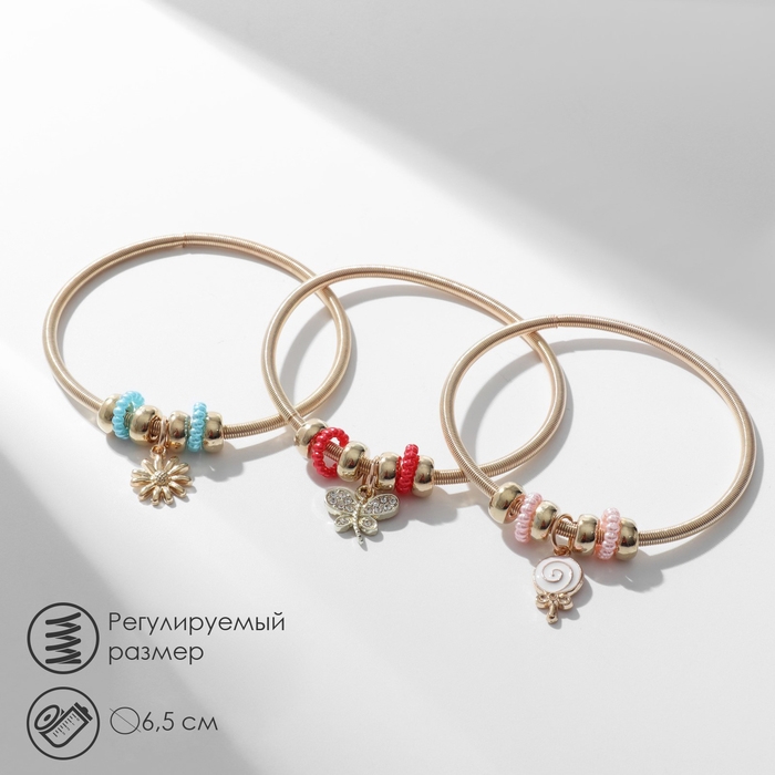 Браслет ассорти «Марджери» набор 3 шт., мульти, цветной в золоте