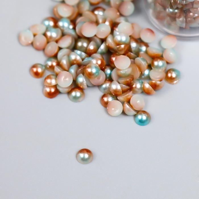 Декор Декор "Полубусины и стразы. Градиент голубой крем" d=4 мм 10г 200 шт 5х2,5 см МИКС