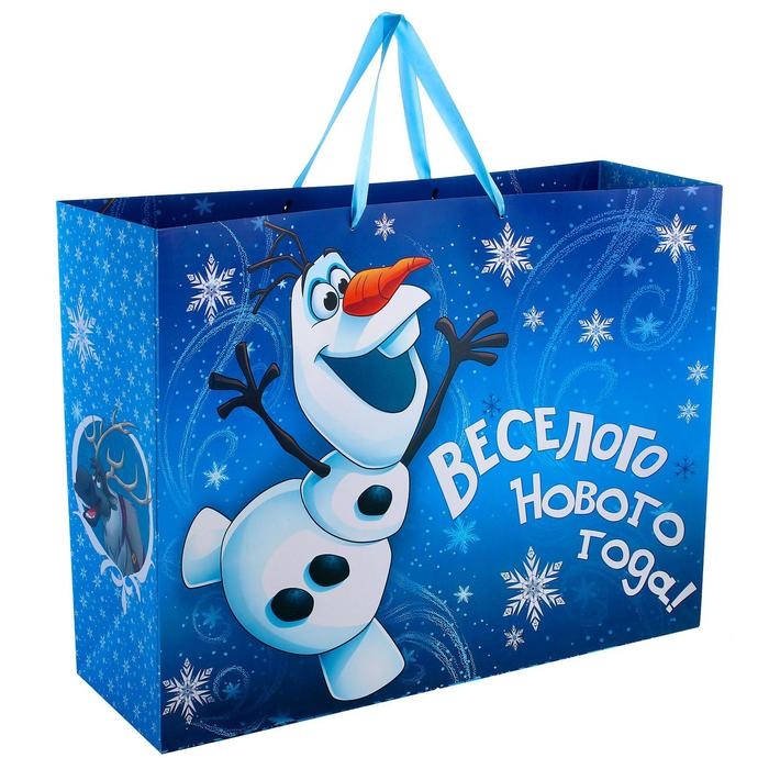 Новый год. Пакет подарочный, 61х46х20 см, упаковка, Холодное сердце