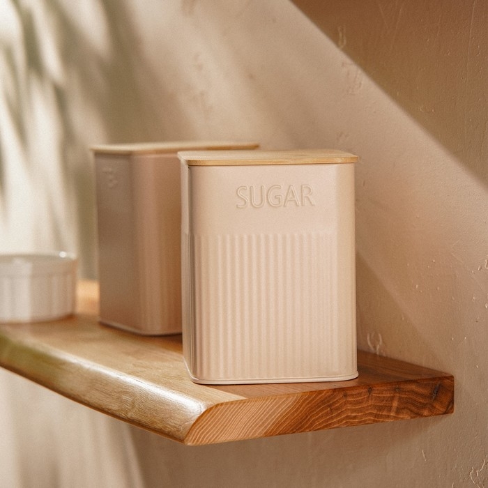 Банка для сахара «Сан-Лоренцо», 10×13 см, цвет розовый, с бамбуковой крышкой Банка для сахара «Сан-Лоренцо», 10×13 см, цвет розовый, с бамбуковой крышкой