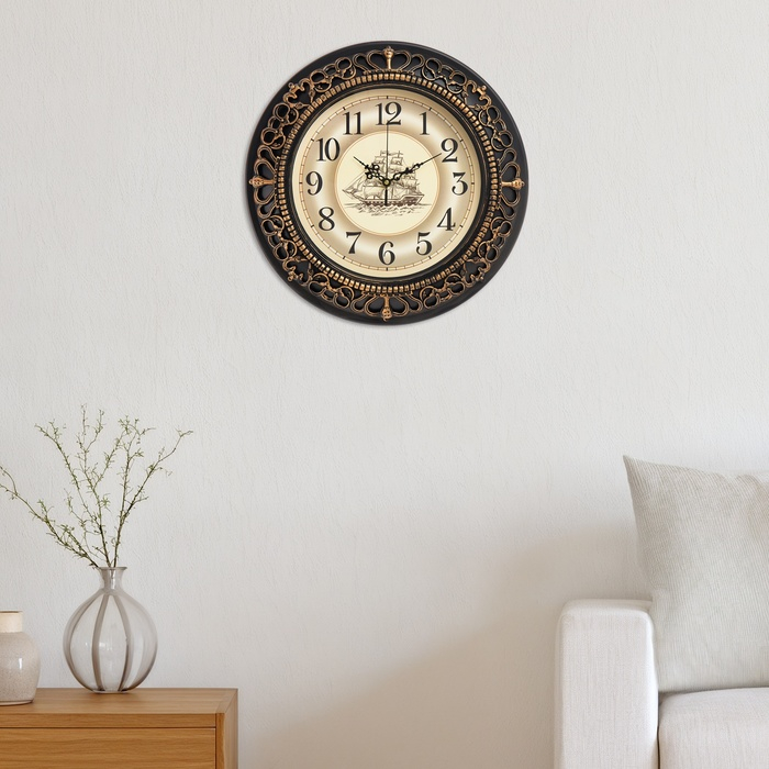 Часы настенные, серия: Интерьер,  Часы настенные, серия: Интерьер, "Фрегат", плавный ход, d-40 см