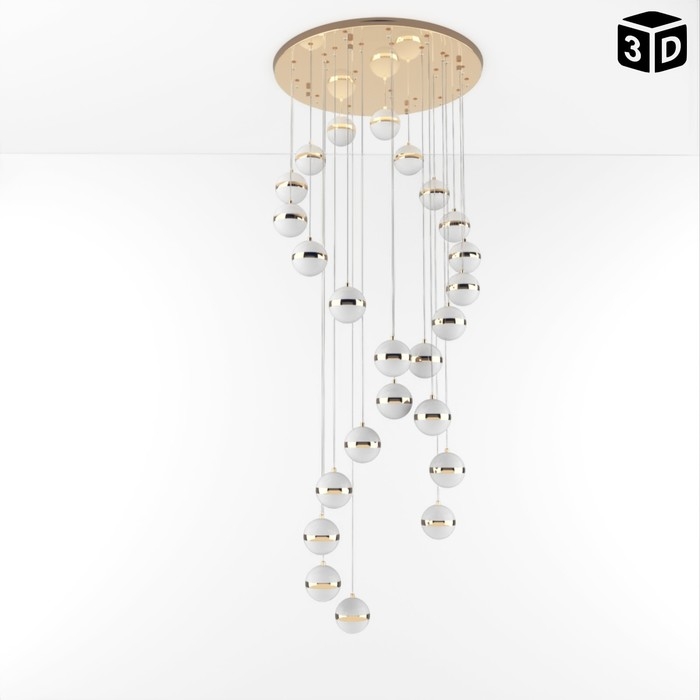 Светильник-каскад Светильник-каскад "Одилия" 24хLED 72Вт 3000К золото 60х60х300 см BayerLux