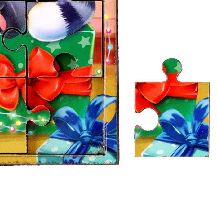 Деревянный пазл «Новый год! Весёлый праздник»