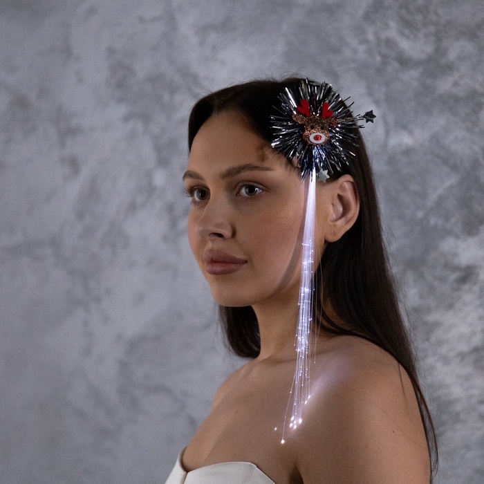 Заколка для волос светодиодная  Заколка для волос светодиодная "Олень" 34x9 см, 1 LED, батарейки LR1130x2 (в комплекте), свечение белое