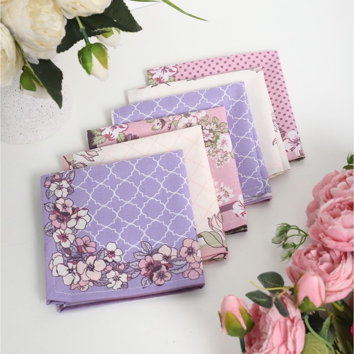 Платок носовой женский 28х28см, 6шт, рис 64094-1, МИКС, ситец 100г/м, хл100% Платок носовой женский 28х28см, 6шт, рис 64094-1, МИКС, ситец 100г/м, хл100%