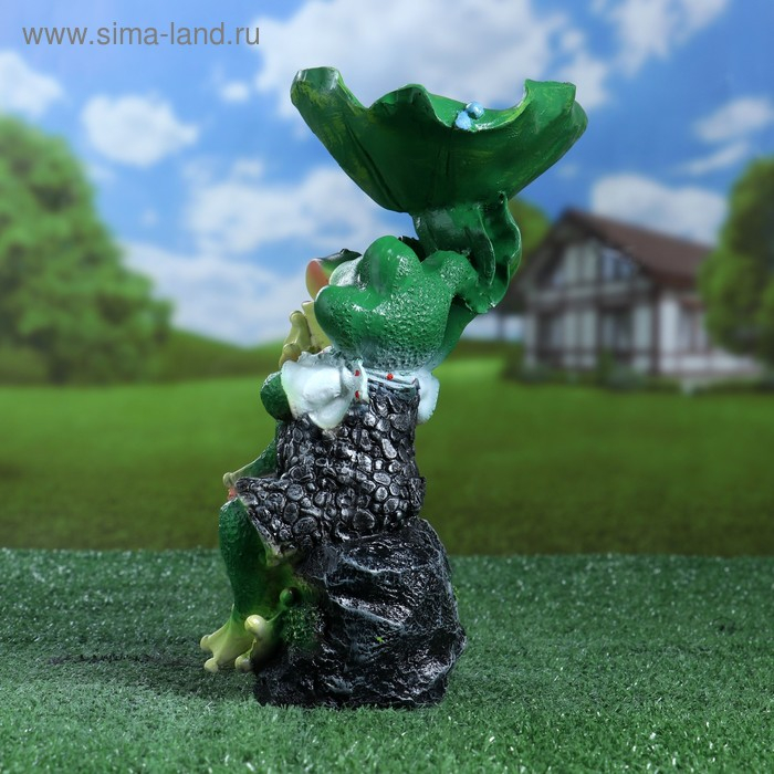 Садовая фигура  Садовая фигура "Лягушки на камне-поилка" 20х17х29см