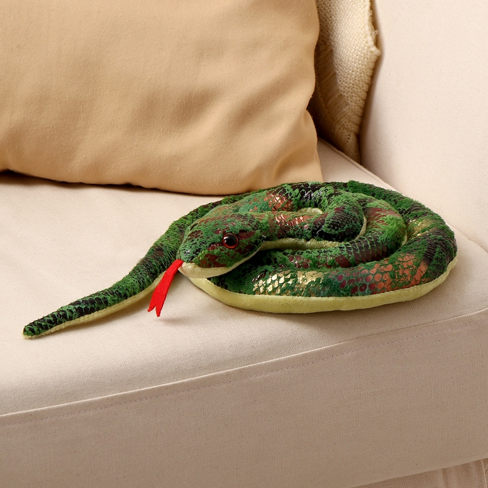 Мягкая игрушка «Змея», 98 см, цвет зелёный Мягкая игрушка «Змея», 98 см, цвет зелёный