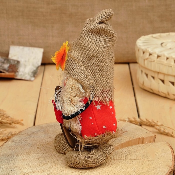 Оберег-домовой Оберег-домовой "Василек в льняном колпаке, с рублем", 18х11х10см, микс