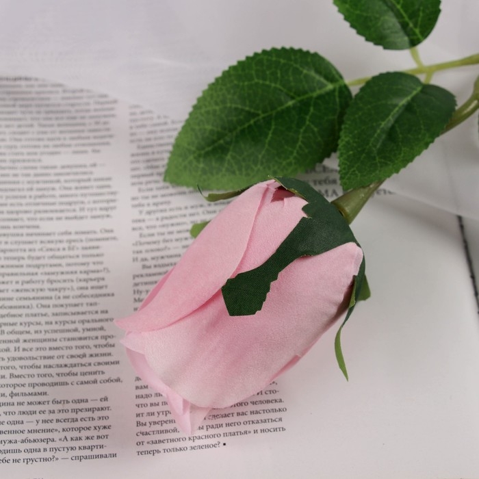 Цветы искусственные Цветы искусственные "Роза бутон бархат" 43 см,(бутон-h-7см) розовый