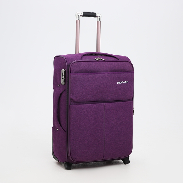 Чемодан средний 52 л (M), отдел на молнии, кодовый замок, с расширением, цвет фиолетовый Чемодан средний 52 л (M), отдел на молнии, кодовый замок, с расширением, цвет фиолетовый
