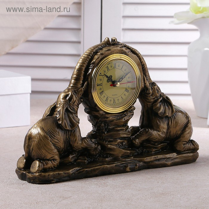 Часы настольные интерьерные каминные Часы настольные интерьерные каминные "Два слона", 30 х 20 х 7 см, d-6.5 см 3940756