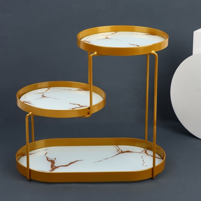 Органайзер для хранения, 3 секции, 30 × 17 × 26,5 см, цвет золотистый/белый