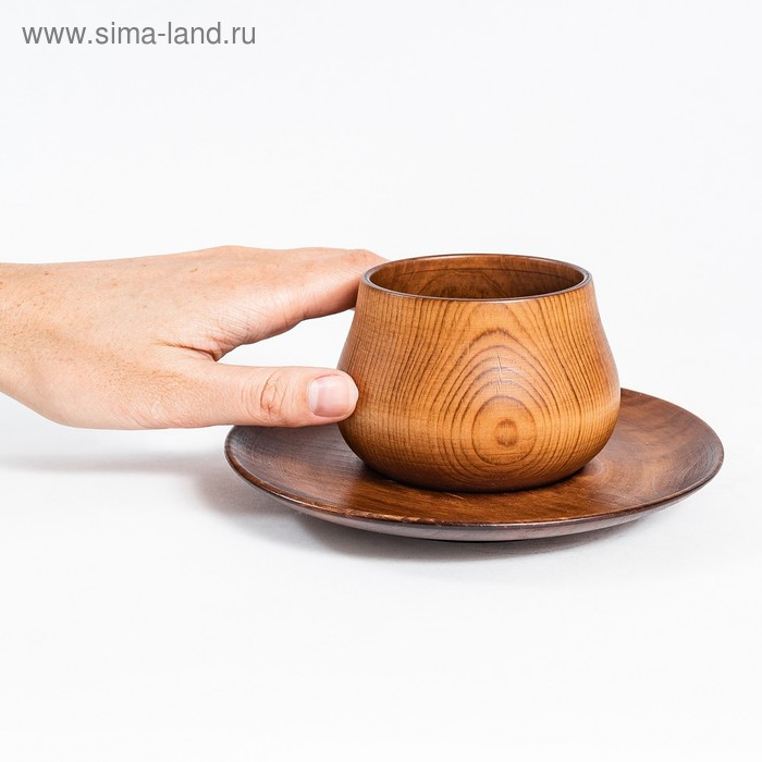 Чайная пара из натурального кедра Mаgistrо, чашка 150 мл, блюдце d=15,5 см, цвет шоколадный Чайная пара из натурального кедра Mаgistrо, чашка 150 мл, блюдце d=15,5 см, цвет шоколадный