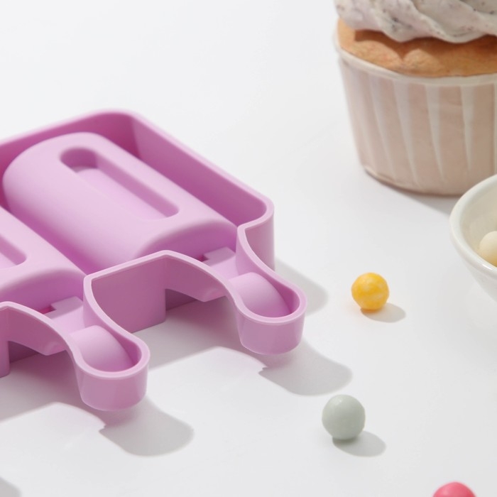 Форма для мороженого «Сицилия», силикон, 19,5×11 см, 4 ячейки (6,8×3,5 см), цвет МИКС Форма для мороженого «Сицилия», силикон, 19,5×11 см, 4 ячейки (6,8×3,5 см), цвет МИКС