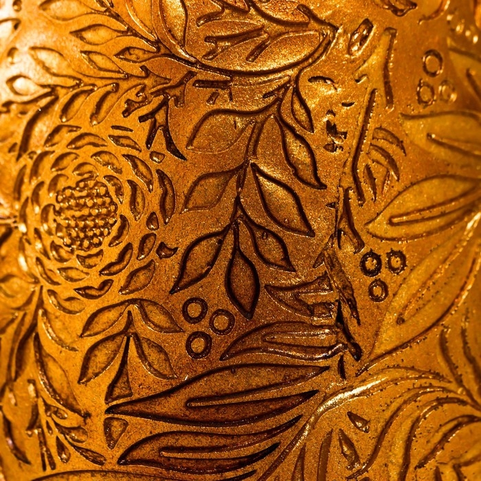 Подсвечник полистоун на 1 свечу Подсвечник полистоун на 1 свечу "Растительные узоры" золото 19,5х9,5х9,5 см