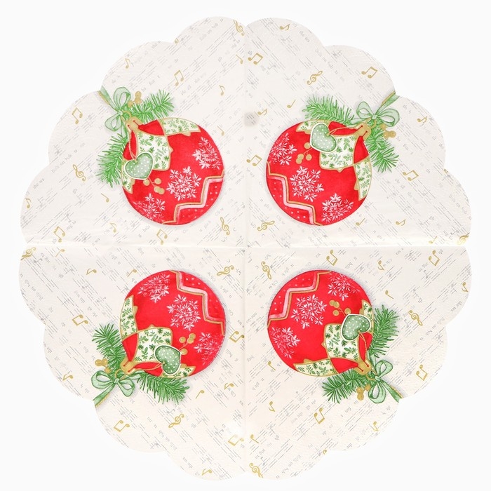 Новогодние салфетки бумажные круглые Art Bouquet Rondo «Музыкальный шар», 3 слоя, d 32 см, 12 шт Новогодние салфетки бумажные круглые Art Bouquet Rondo «Музыкальный шар», 3 слоя, d 32 см, 12 шт