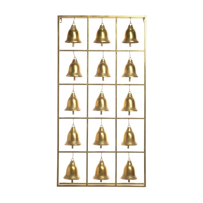 Декор настенный металл  Декор настенный металл "Колокола" 15 колокольчиков золото 97х50,5х10 см