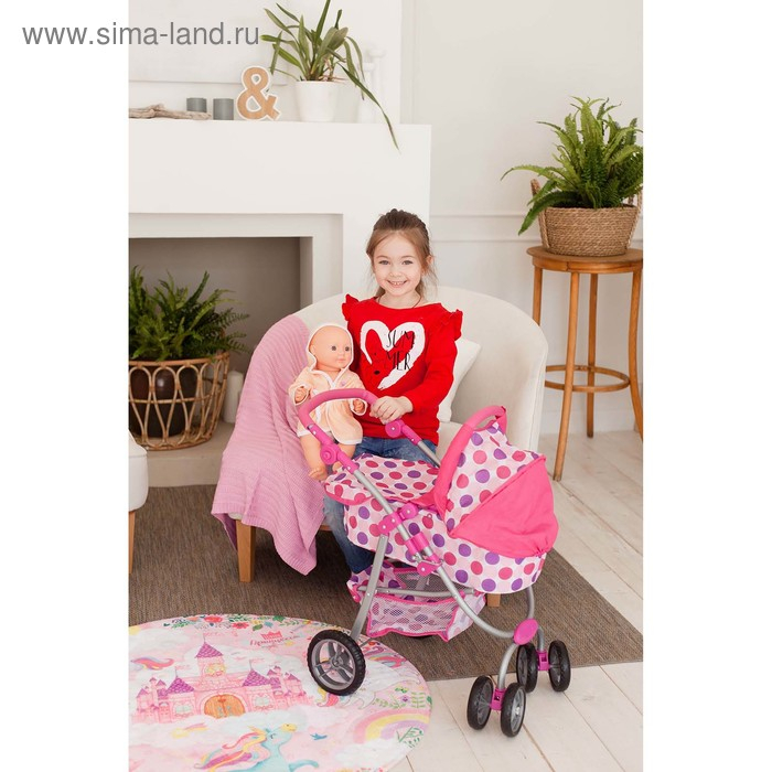 Коляска для кукол зима-лето 2 в 1, регулирует ручка, металлический каркас Коляска для кукол зима-лето 2 в 1, регулирует ручка, металлический каркас