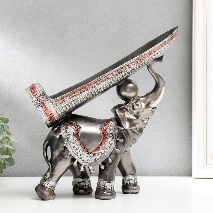 Сувенир полистоун подставка под бутылку Сувенир полистоун подставка под бутылку "Грифельный слон" 29,5х29х10 см