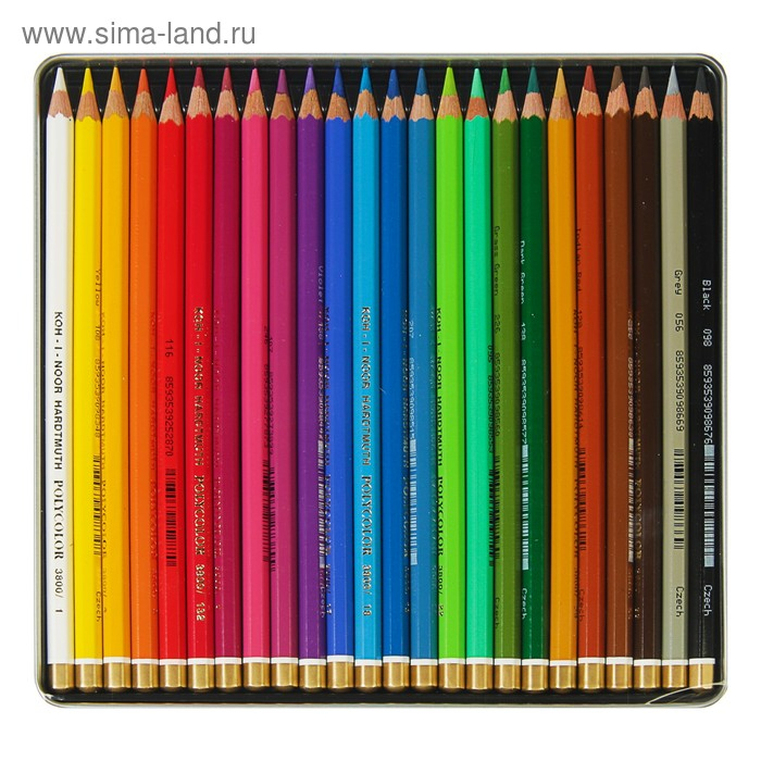 Карандаши художественные PolyColor 3824, 24 цвета, мягкие, в металлическом пенале Карандаши художественные PolyColor 3824, 24 цвета, мягкие, в металлическом пенале