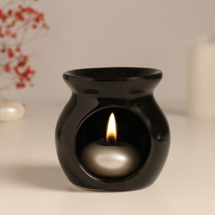 Аромалампа керамика Аромалампа керамика "Я люблю себя" чёрная 7,2х7,2х7,8 см