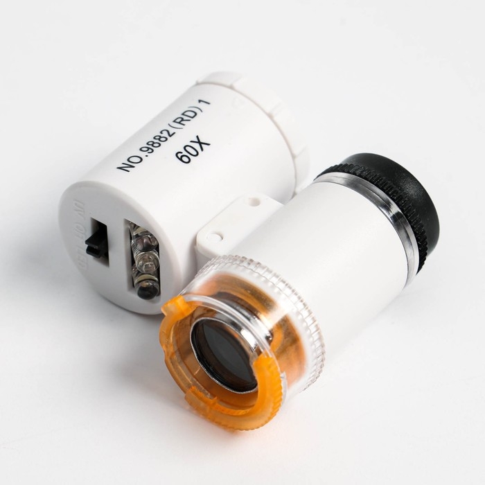 Лупа с подсветкой, для проверки денег, кратность 60х, белая Лупа с подсветкой, для проверки денег, кратность 60х, белая