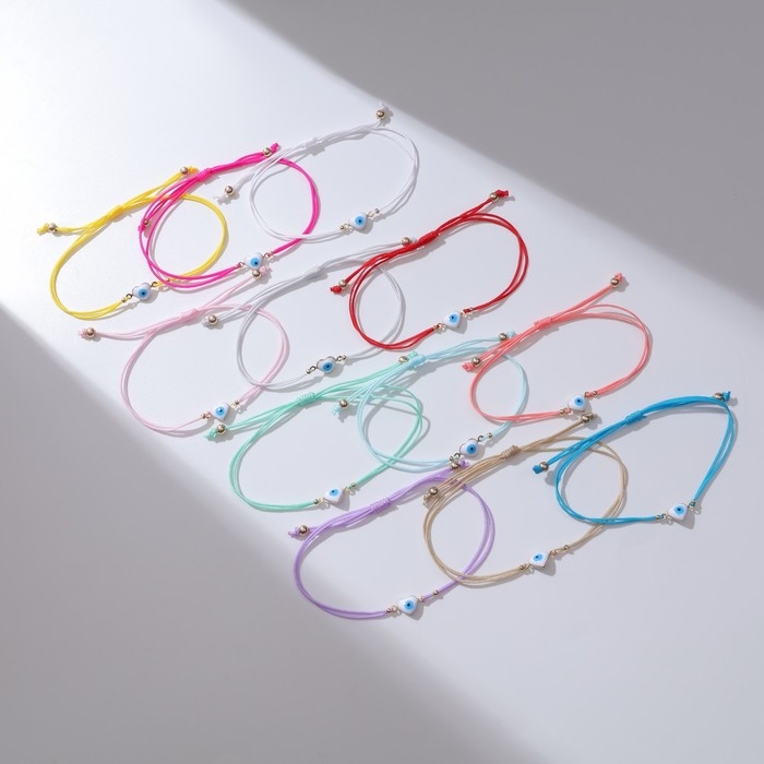 Браслеты-обереги «Нить желаний» набор 12 шт., сердце, цветные