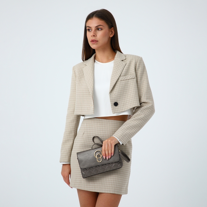 Сумка-клатч на магните, длинный ремень, цвет бронзовый Сумка-клатч на магните, длинный ремень, цвет бронзовый