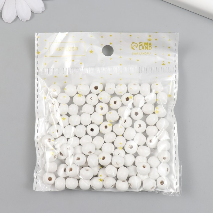 Бусины для творчества дерево Бусины для творчества дерево "Белые" d=0,8 см набор 20 гр