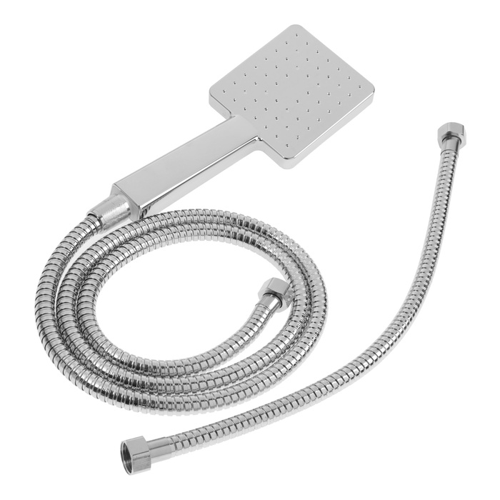 Душевая система ZEIN Z1001, тропическая и ручная лейка, шланги, стойка, мыльница, хром Душевая система ZEIN Z1001, тропическая и ручная лейка, шланги, стойка, мыльница, хром