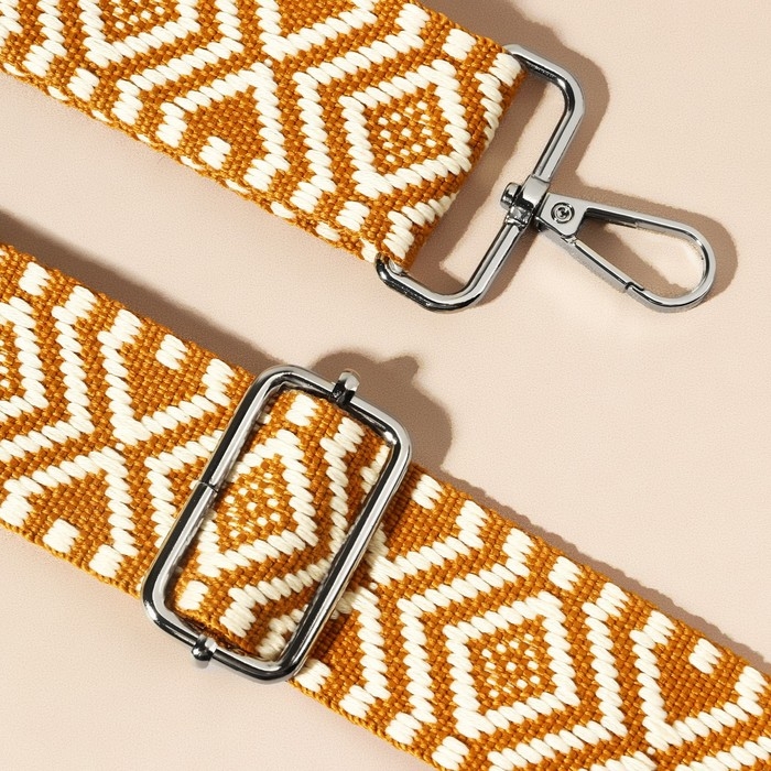 Ручка для сумки «Орнамент», стропа, 135 ± 3 × 3,8 см, цвет горчичный Ручка для сумки «Орнамент», стропа, 135 ± 3 × 3,8 см, цвет горчичный