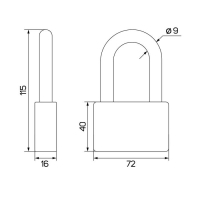 Замок навесной, тип 6, 80 мм, длинная дужка
