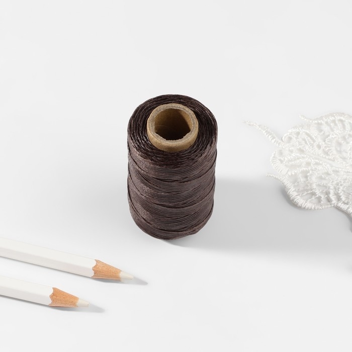 Нитки вощёные, плоские, 210D/16, 1 мм, 50 &plusmn; 2 м, цвет коричневый