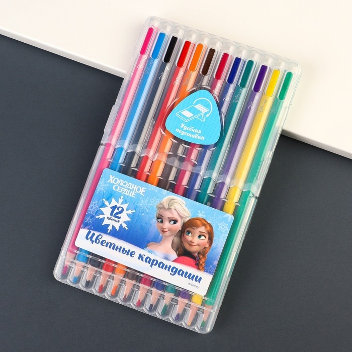 Цветные карандаши, 12 цветов, трехгранные, Холодное сердце Цветные карандаши, 12 цветов, трехгранные, Холодное сердце
