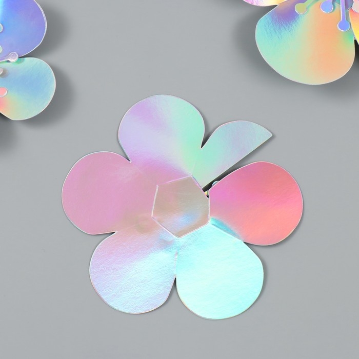 Наклейка бумага Наклейка бумага "Цветок. Серебристая голография" набор 6 шт 13х12,3х0,6 см