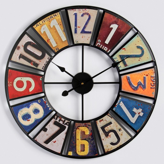 Часы настенные, серия: Лофт, Часы настенные, серия: Лофт, "Номера", плавный ход, d-50 см