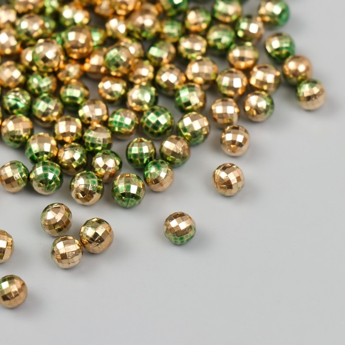 Декор для творчества пластик Декор для творчества пластик "Шарик с гранями. Золотисто-зелёный" набор 30 гр d=0,6 см