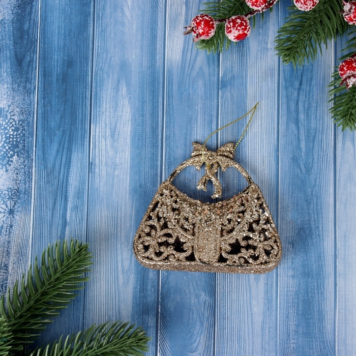 Украшение ёлочное Украшение ёлочное "Сумочка блеск" 8х9,5 см, золото